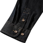 Men's Long Sleeve Denim Shirt – Slim Fit Cotton Casual Button-Down