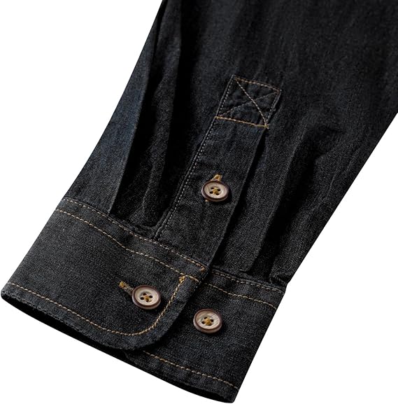Men's Long Sleeve Denim Shirt – Slim Fit Cotton Casual Button-Down
