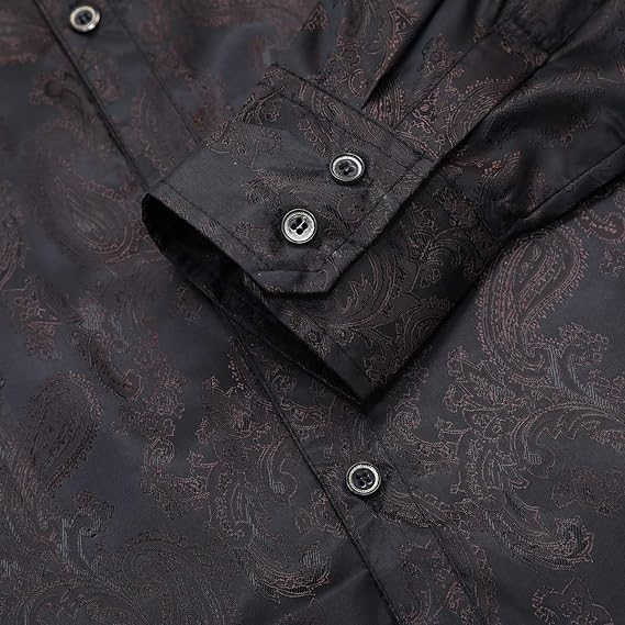 Men's Paisley Long Sleeve Embroidered Shirt
