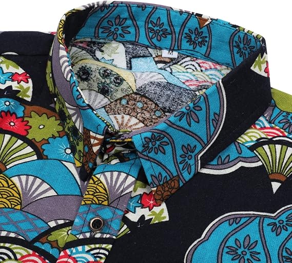 Men's Long Sleeve Paisley Print Linen Shirt