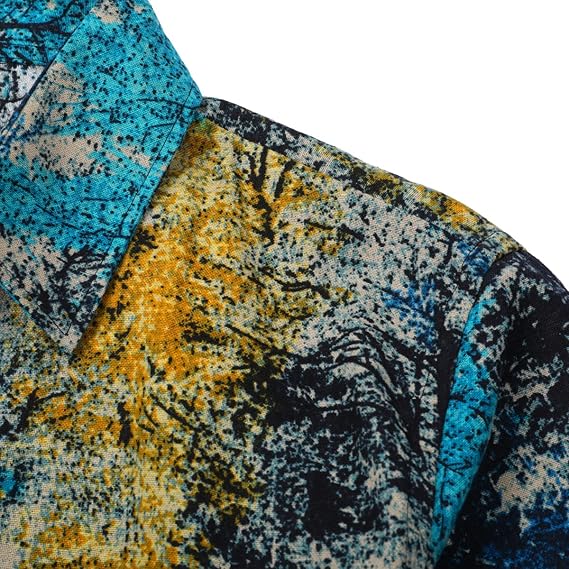 Men's Long Sleeve Paisley Print Linen Shirt