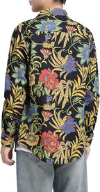 Men's Long Sleeve Paisley Print Linen Shirt