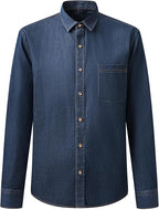 Men's Long Sleeve Denim Shirt – Slim Fit Cotton Casual Button-Down