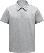Men's Short Sleeve Polo Shirt with Zip Collar