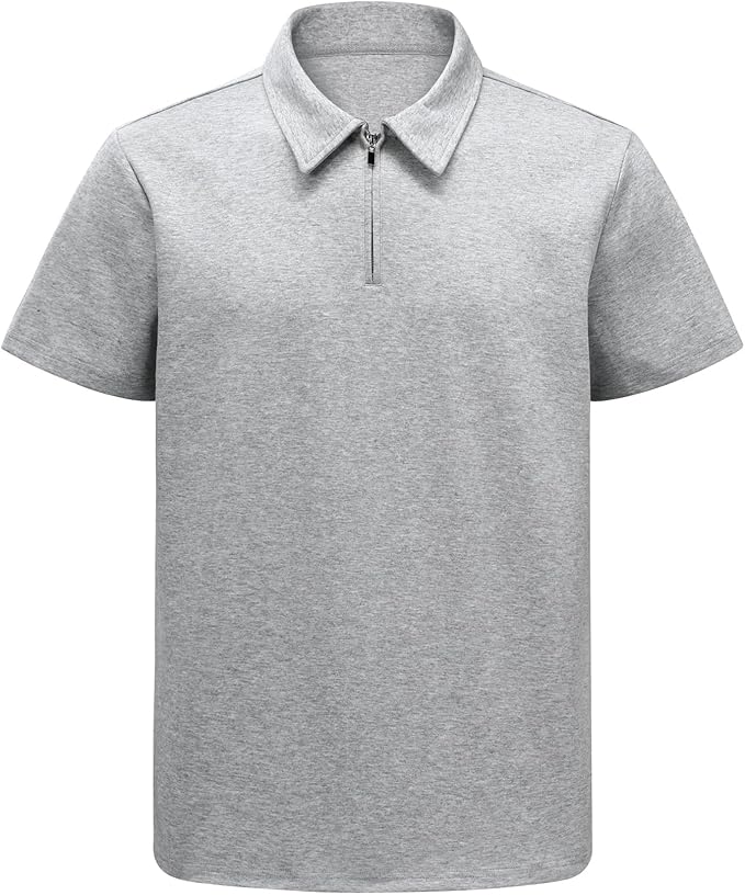 Men's Short Sleeve Polo Shirt with Zip Collar