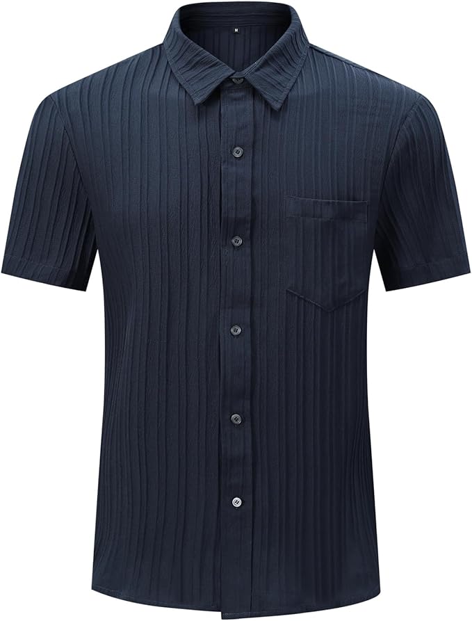 Men's Short Sleeve Stretch Shirt with Chest Pocket