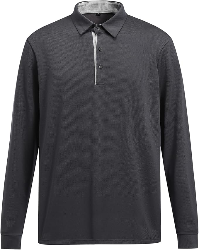 Men's Long Sleeve Polo Shirt with Contrast Collar