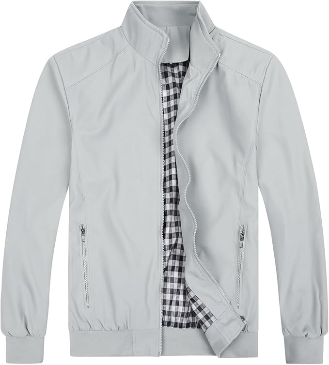 Men's Bomber Jacket with Stand-Up Collar