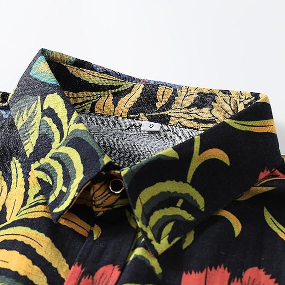 Men's Long Sleeve Paisley Print Linen Shirt