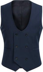 Men's Double Breasted Suit Vest with Scoop Neck