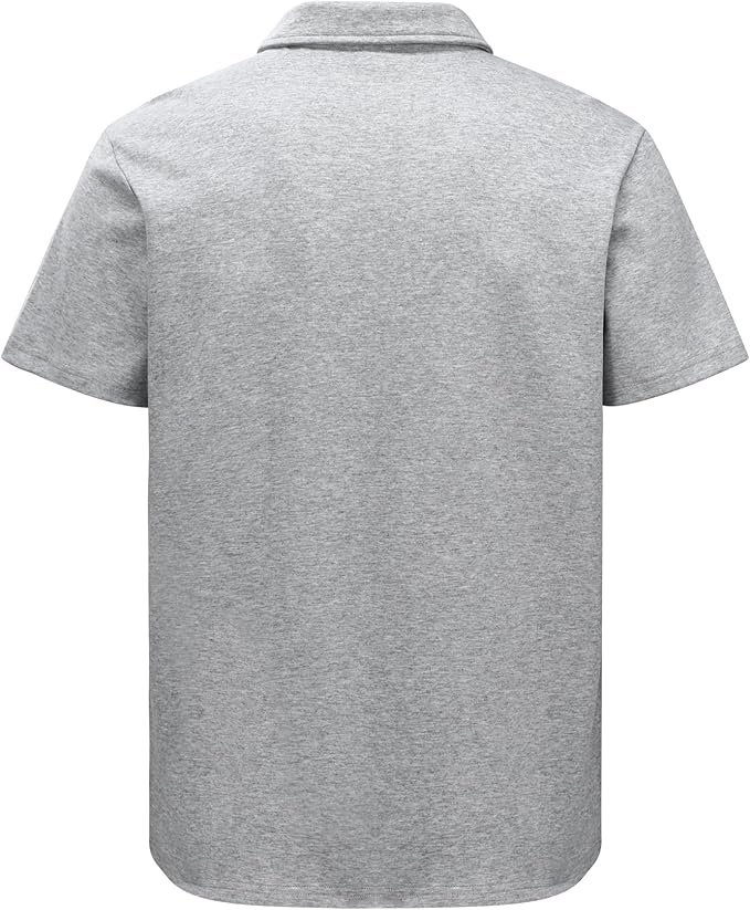 Men's Short Sleeve Polo Shirt with Zip Collar