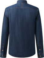 Men's Long Sleeve Denim Shirt – Slim Fit Cotton Casual Button-Down