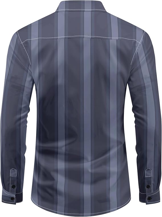 Men's Long Sleeve Casual Shirt – Plaid & Stripe Patterns