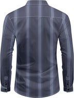 Men's Long Sleeve Casual Shirt – Plaid & Stripe Patterns