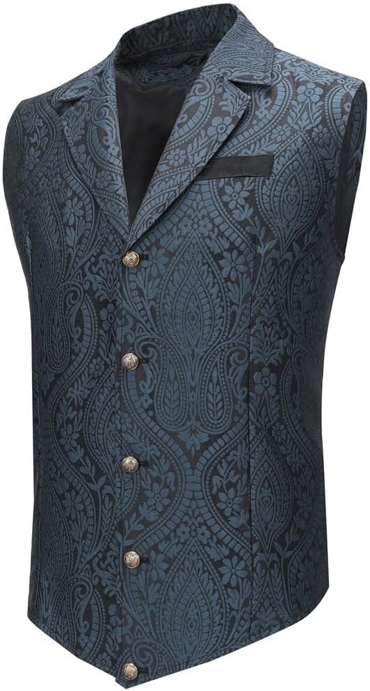 Men's Gothic Steampunk Suit Vest – Western Waistcoat with Paisley Print