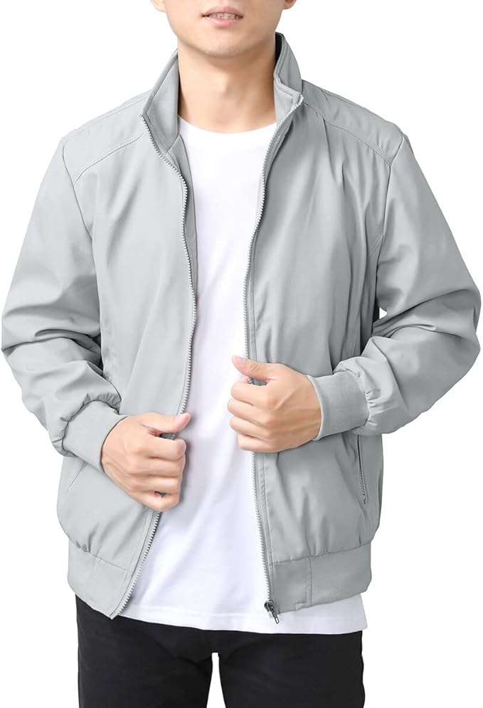 Men's Bomber Jacket with Stand-Up Collar