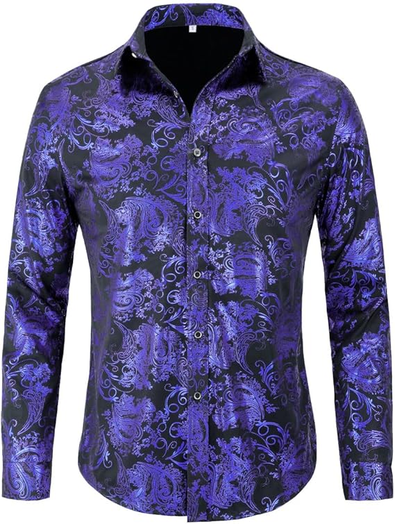 Men's Jacquard Long Sleeve Shirt - Paisley Pattern