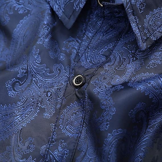 Men's Paisley Long Sleeve Embroidered Shirt