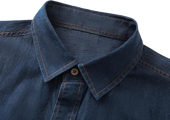 Men's Long Sleeve Denim Shirt – Slim Fit Cotton Casual Button-Down