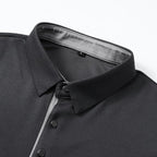 Men's Long Sleeve Polo Shirt with Contrast Collar