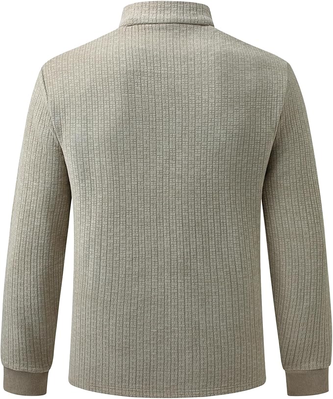 Men's Long Sleeve Quarter-Zip Polo Shirt