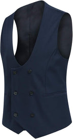 Men's Double Breasted Suit Vest with Scoop Neck