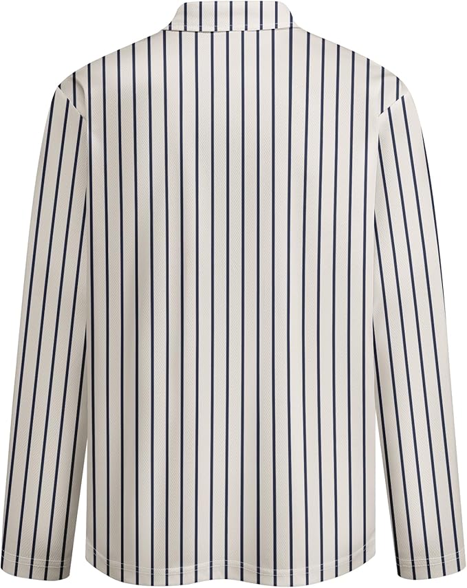 Men's Long Sleeve Striped Polo Shirt