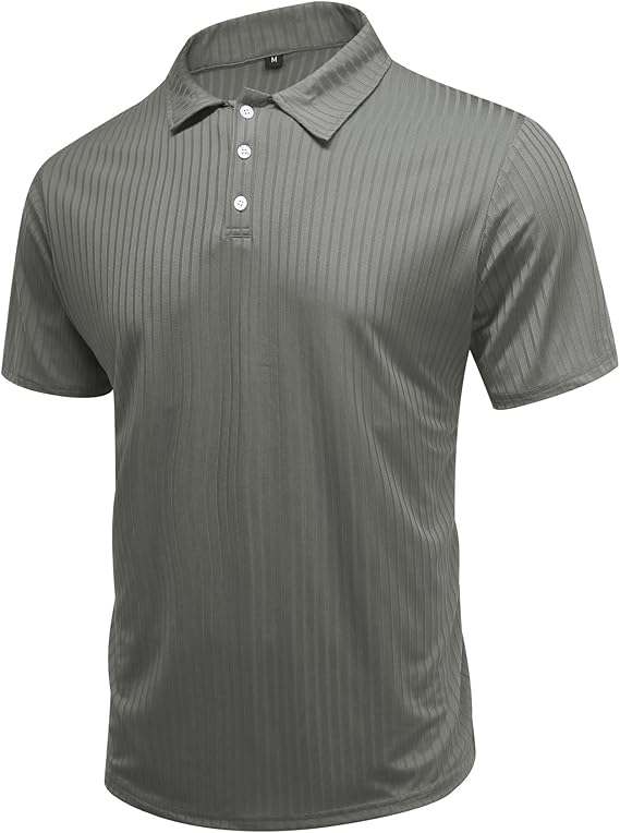 Men's Short Sleeve Polo Shirt with Button Placket