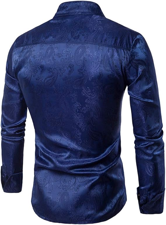 Men's Paisley Long Sleeve Embroidered Shirt
