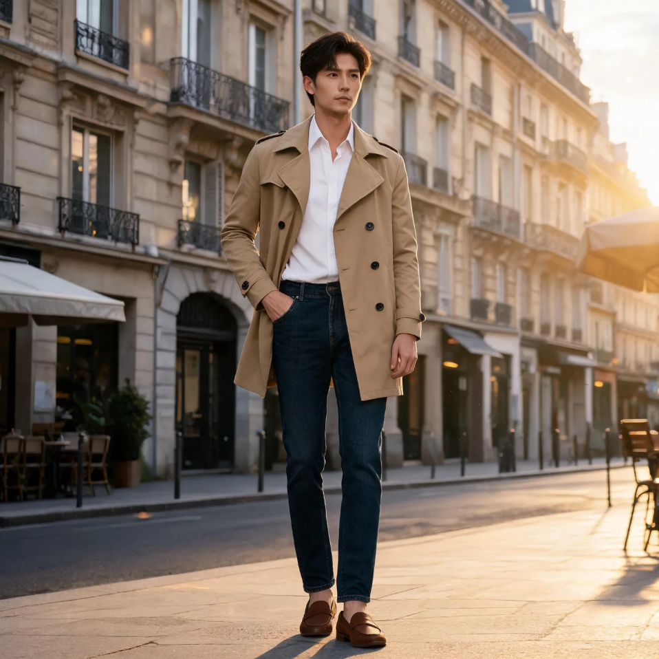 Men's Double Breasted Trench Coat